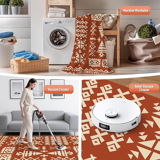 WILDROOTS 4x6 Feet Plastic Exotic Red Outdoor Rug, Stain Resistant Waterproof Reversible Outdoor Patio Rug, Fade Resistant Camping Rug