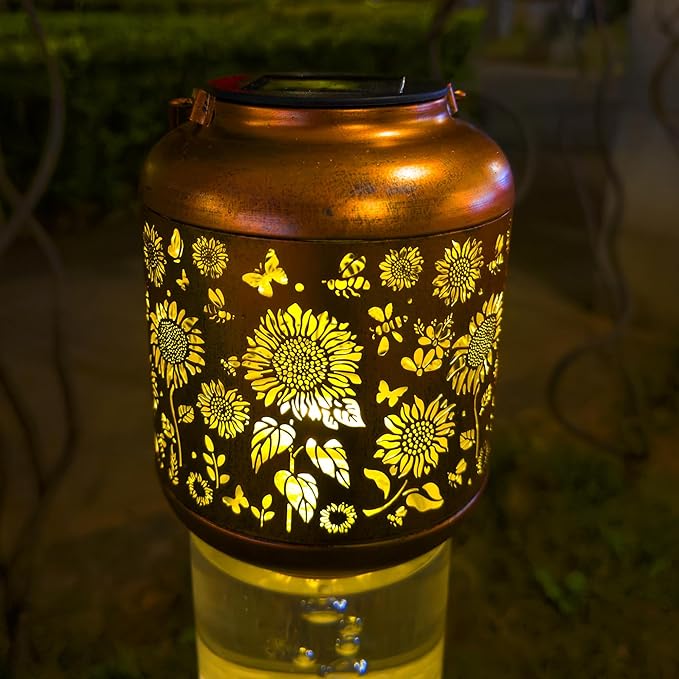 Solar Lanterns Outdoor Waterproof, Sunflower Gifts for Women Grandma Mom, Hanging Solar Lights for Backyard Porch Patio Table Yard Balcony Lawn Pathway, Mothers Day Gifts