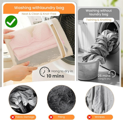 4Pcs Cotton Mesh Laundry Bags for Delicates,Breathable Mesh Garment Bag for Washing Machine, Travel Wash Bags with Zipper for Bras, Underwear, Socks, Clothes, Laundry Dorm Room Essentials(S-XL)