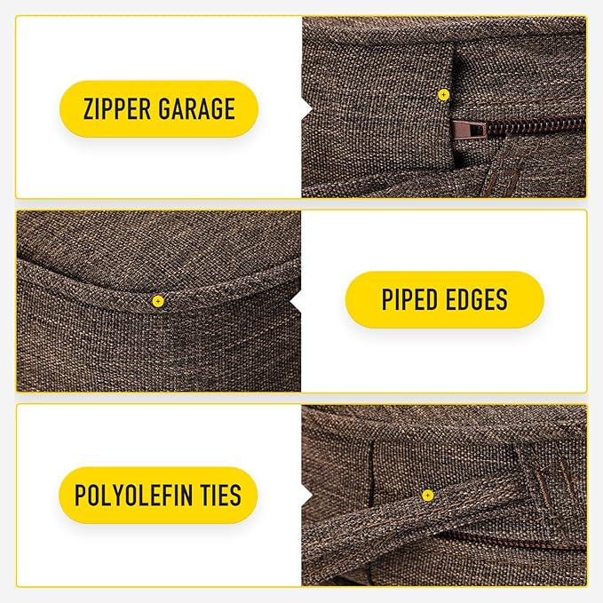 SUNROX Gel Memory Foam Chair Cushions, FadeShield Water-, Stain-Resistant Durable Reversible Seat Cushion Pads with Ties for Indoor/Outdoor Kitchen Dining Office, 19"x19", Set of 4, Heather Chestnut