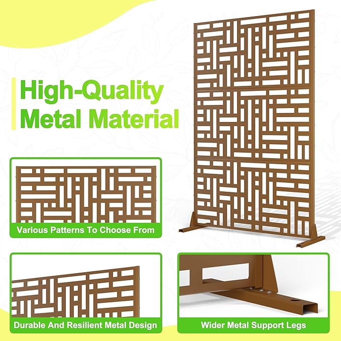 Outdoor Privacy Screen,72" H×47" W Metal Privacy Screen, Freestanding Privacy Fence Panels for Patio