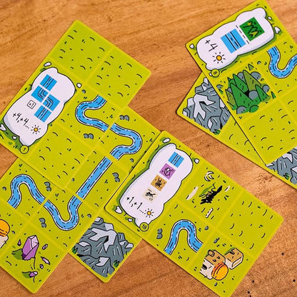 Confusing Lands | Whimsical Themed Travel Size Board Game You Can Play Anywhere | Strategic Card Placement Game | Solo Board Game | 1-2 Players, Ages 12+ | Easy to Learn and Play | Tiny Game Series