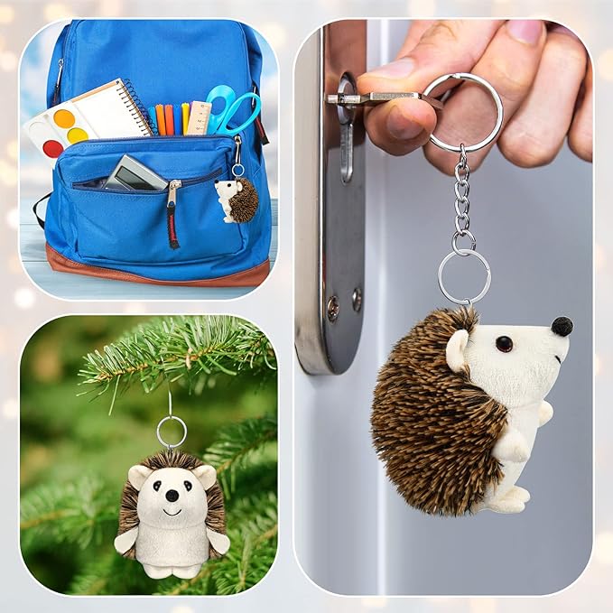 Zubebe Mini Hedgehog Toy Bulk Halloween School Gifts Plush Operation Christmas Stuffed Animal 4 Inch Small Party Favor Decoration DIY Keychain Kid Children Classroom for Baby Shower Birthday(24 Pcs)