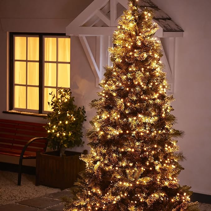 Dazzle Bright 132FT 400 LED Christmas Lights, Christmas String Lights Plug in with 8 Modes, Waterproof Christmas Decorations for Xmas Indoor Outdoor Party Home Tree Decor, Warm White