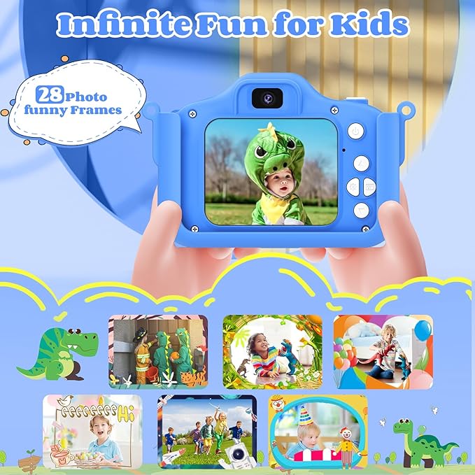 Kids Camera Toys for 3-8 Year Old Girls Boys, 48MP Dual Lens 1080P Toddler Camera for Kids with 64GB SD Card, Kids Digital Video Camcorder Selfie Camera Christmas Birthday Gifts