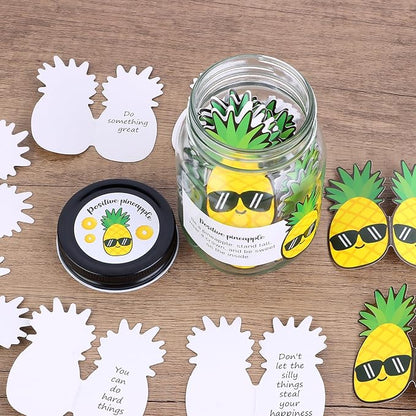 60 PCS Positive Pineapple Cards Jar, Emotional Support Jar, Pineapple Affirmation Cards, Inspirational Gifts for Women, Cheer Up Gifts, Unique Positive Gift for Women, Teen Girl