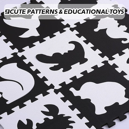 Coolcandy Baby Play Mat Without Fence, 9Pcs Interlocking Puzzle Floor Mat, 0.4" Thick Non-Toxic EVA Foam Play Mat, for Infants & Toddlers 3-36 Months, Soft Puzzle Tiles for Play Areas