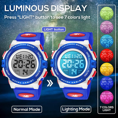 Kids Watch,Boys Watch for 3-15 Year Old Boys,Digital Sport Outdoor Multifunctional Chronograph LED 50 M Waterproof Alarm Calendar Analog Watch for Children with Silicone Band,Kids Gift