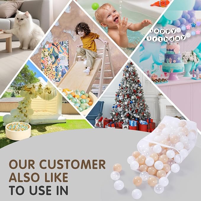 Realhaha Ball Pit Balls 50 100 200 500 Play Balls Plastic Balls for Baby Girls Toddlers Kids Play Tent Pool Playhouse Playpen Party Decoration