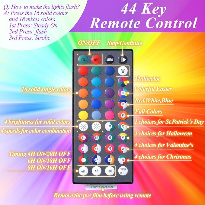 LitHome Color Changing Christmas Lights, 34 Colors 66Ft 200 LED Christmas String Lights with Remote Timer, Connectable Plug in Halloween String Light Outdoor for Xmas Tree Indoor Party Fall Decoration