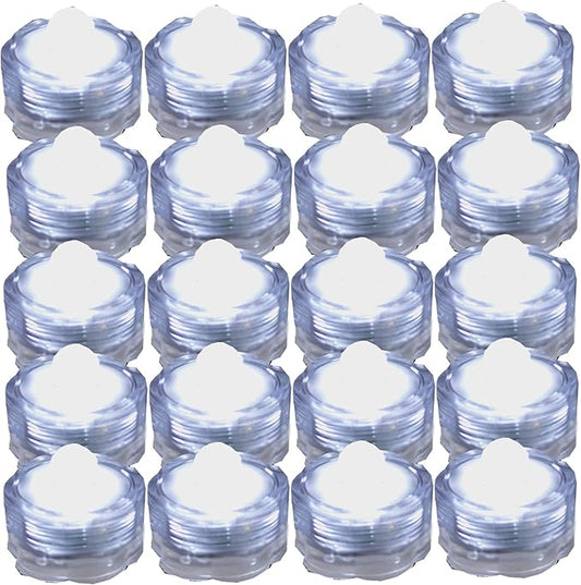 Bright LED Floral Tea Light Submersible Lights for Party Wedding (White, 20 Pack)
