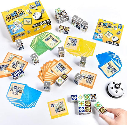 Wooden Match Puzzle Game Popular Board Games for Family Night, Pattern Matching Puzzle Game, Block Match Puzzles Building Cubes Educational Toys for Kids and Adults
