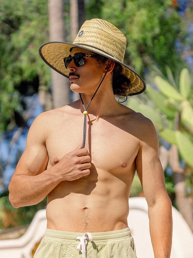 Straw Hat for Men & Women | Lifeguard Hat, Beach Hat & Sun Hat | UPF 50+ Wide Brim for Sun Protection | One Size | Hemlock