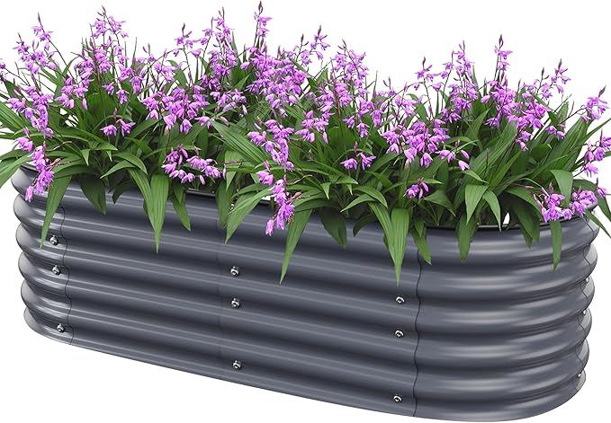 Raised Garden Bed 5x2x1.4 Ft Planter Box for Outdoor - Zinc-Aluminum-Magnesium Stainless Steel Durable Metal Garden Beds Kit for Vegetables, Flowers, Herbs and Succulents, Deep Grey