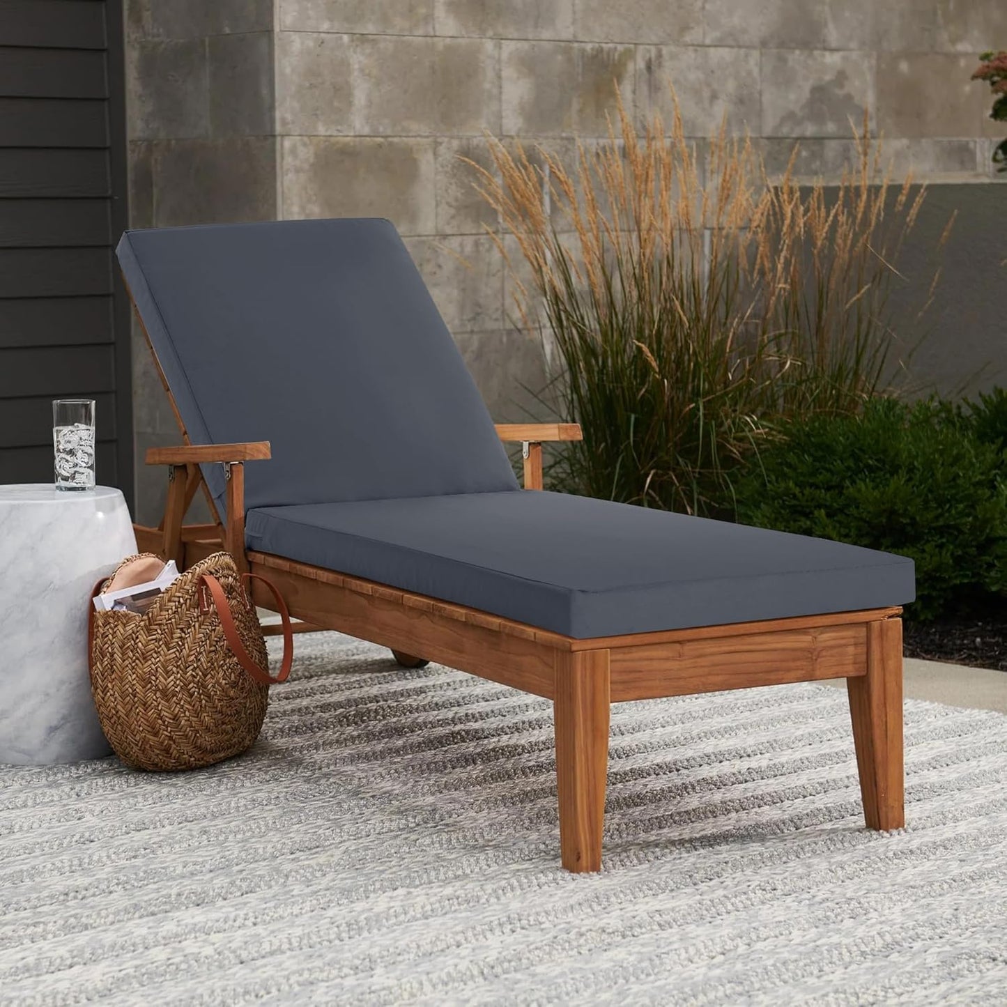 Chaise Lounge Cushions Outdoor - Waterproof and Fade Resistant Sun Lounger Replacement Cushions - Patio Lounger Pads with Removable Cover for Pool, Deck, Lawn, 72 x 21 x 3 Inch, Dark Grey