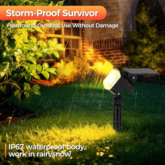 Solar Spot Lights Outdoor, 92 LEDs Landscape Lighting with 3 Lighting Modes and Auto On/Off, IP67 Waterproof Spotlights, Outdoor Solar Lights for Yard Garden, 8 Pack (Warm White)