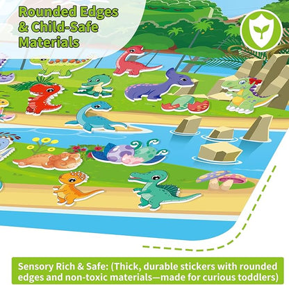 6 Set Reusable Sticker Books for Toddlers 3-5, Kids 3D Puffy Stickers (Dinosaurs, Forest, Town, Pets, Construction, Insects), Sticker Activity Books