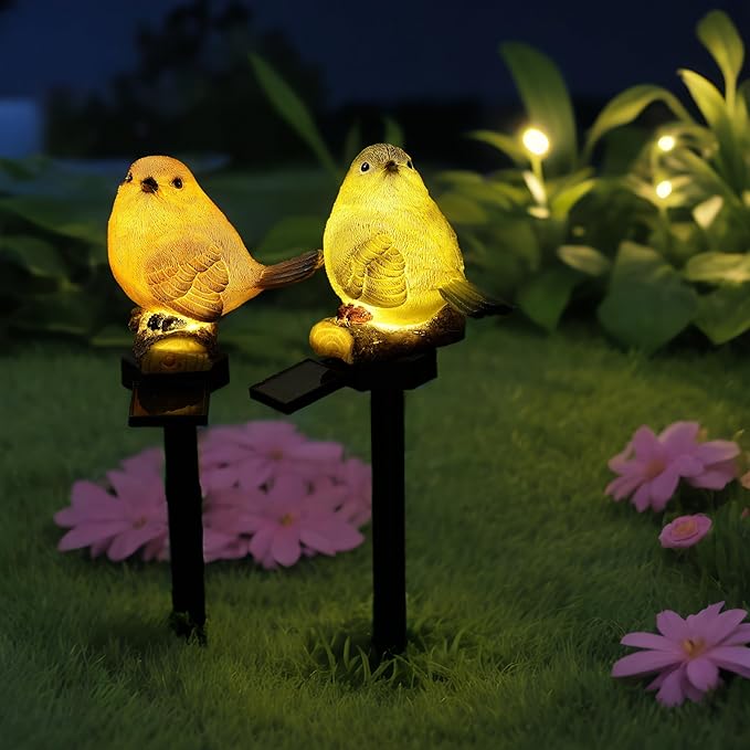 Garden Bird Figurine Solar Stake Lights Outdoors Decorative Yard Solar Waterproof Light Garden Decor Outside Solar Decorations Color Warm Tone Solar Lights Gifts for Women, Green, RJ-23116