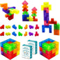Kids Magnetic Building Blocks Magic Magnetic 3D Puzzle Cubes Set of 14 Multi Shapes with 108 Guide Cards, Parent-Child Interactive Children's Educational Toys