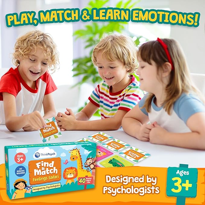 Find & Match - Feelings Safari | Animals & Emotions Matching Memory Game for Kids | Ages 3+ | Social Emotional Learning Toys and Activities | Play Therapy Games