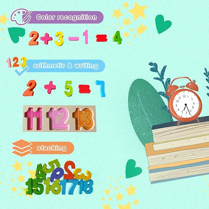 Number Puzzle - Montessori Wooden Puzzles for Toddlers 3-5 | Shape Learning Toy | Number Blocks for Kids | Preschool Educational Gift