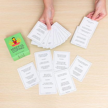 100 Mindful Coping Activity Cards – Self-Care & Stress Management Prompts for All Ages | Portable Travel Deck for Mental Wellness, Focus & Stress Relief
