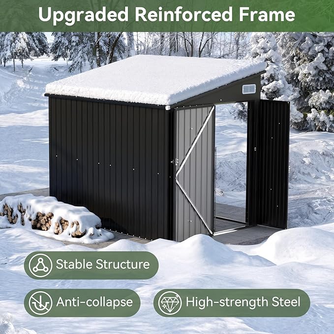 Aoxun 7' x 4' Shed 140 CU.FT Outdoor Waterproof Storage Shed with Triple Lockable Door Garden Metal Tool Shed for Outside