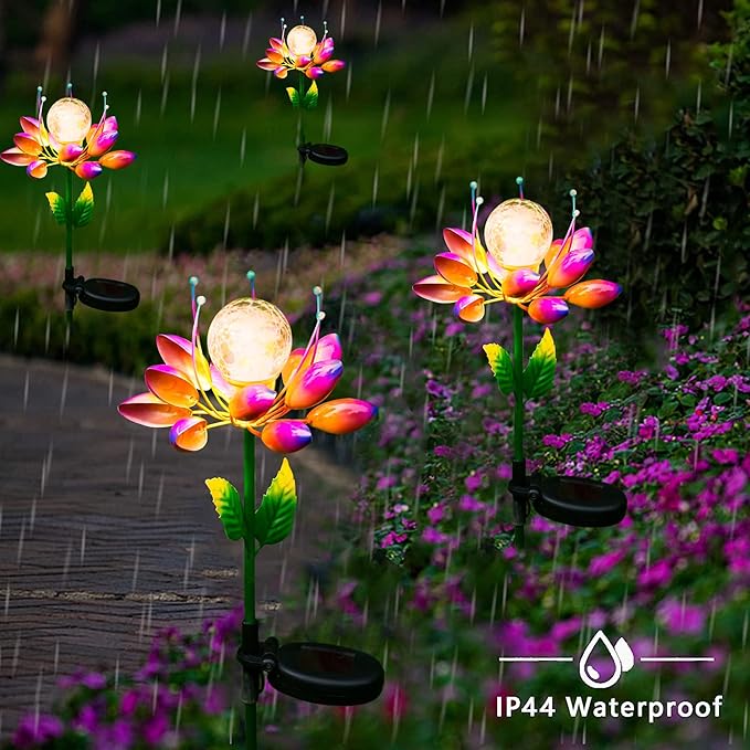 Metal Flower Solar Outdoor Lights Windmill Garden Stake - Outdoor Waterproof for Yard, Lawn, Patio, Gardening Gifts, Solar Flower Lights