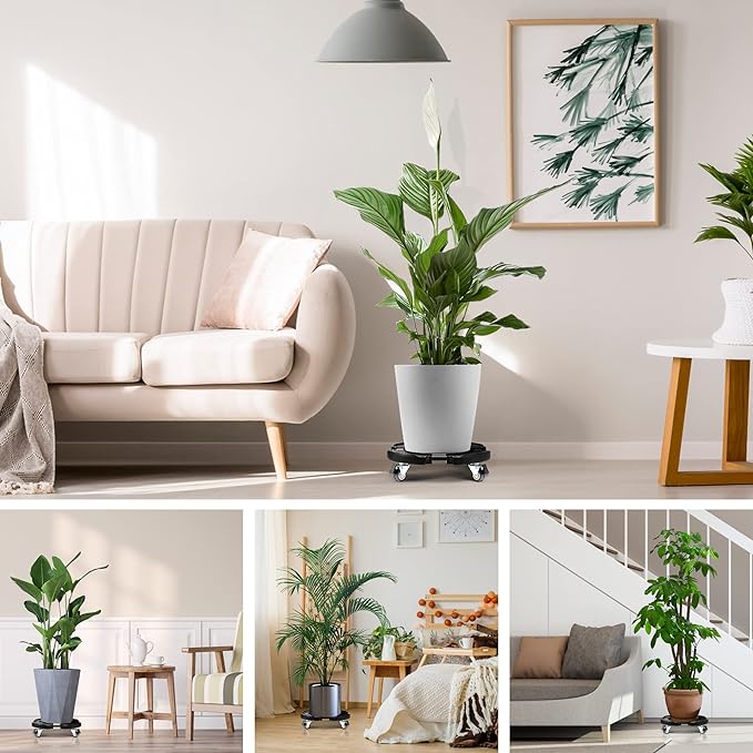 W B D WEIBIDA Plant Rollers with Wheels Heavy Duty, Adjustable 12 14 16 18 Inch Plant Caddy with Casters, Rolling Plant Stand, Large Potted Planter Cart Dolly for Flower Pot Outdoor Indoor