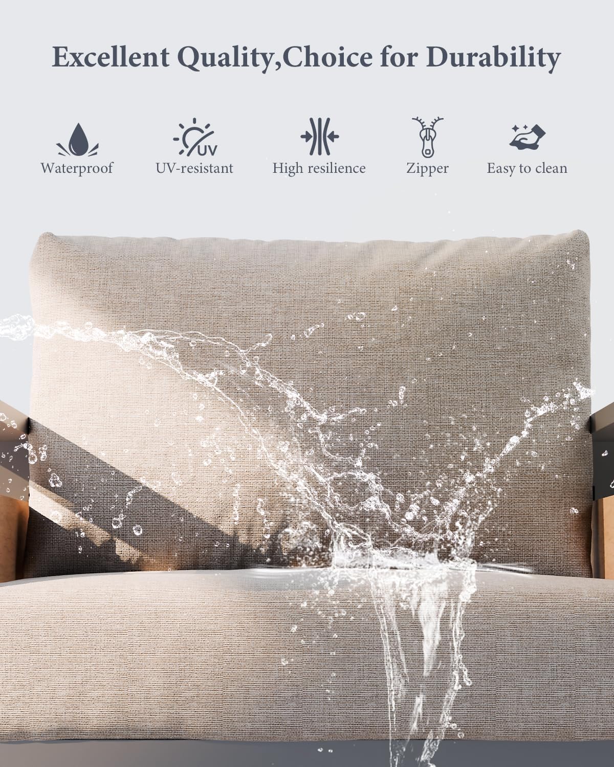 ZANDOR Aluminum Outdoor Patio Furniture - 1 Pcs 3-Seat and Coffee Table, All-Weather Metal Modern Outside Furniture with Washable Thick Cushion for Garden/Backyard/Porch, Silver