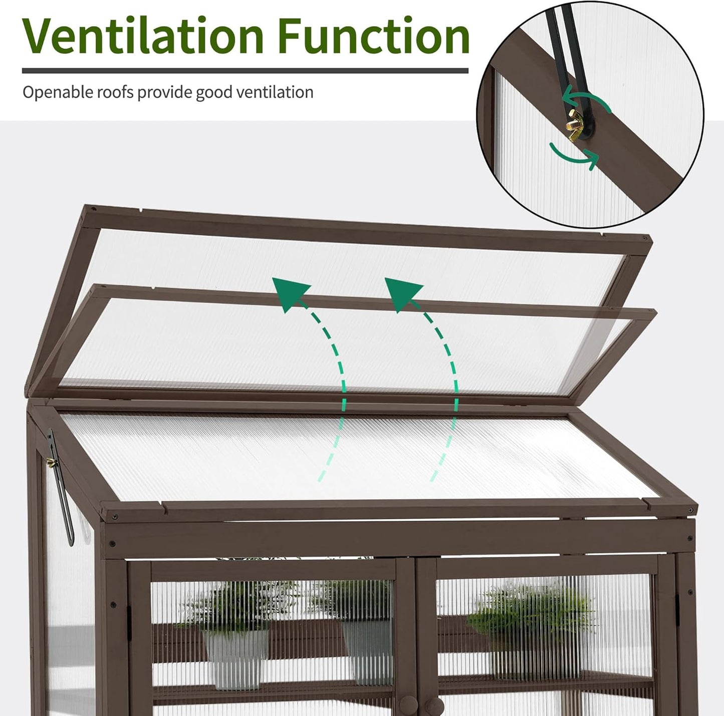 MCombo 2-Tier Wooden Cold Frame Garden Greenhouse Raised Flower Planter Shelf Bed Protection 6057-0160 (Brown)