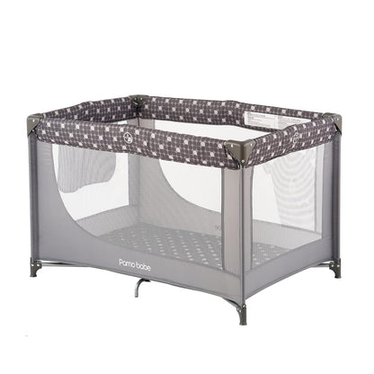 Pamo Babe Portable Crib Baby Playpen with Mattress and Carry Bag Grey
