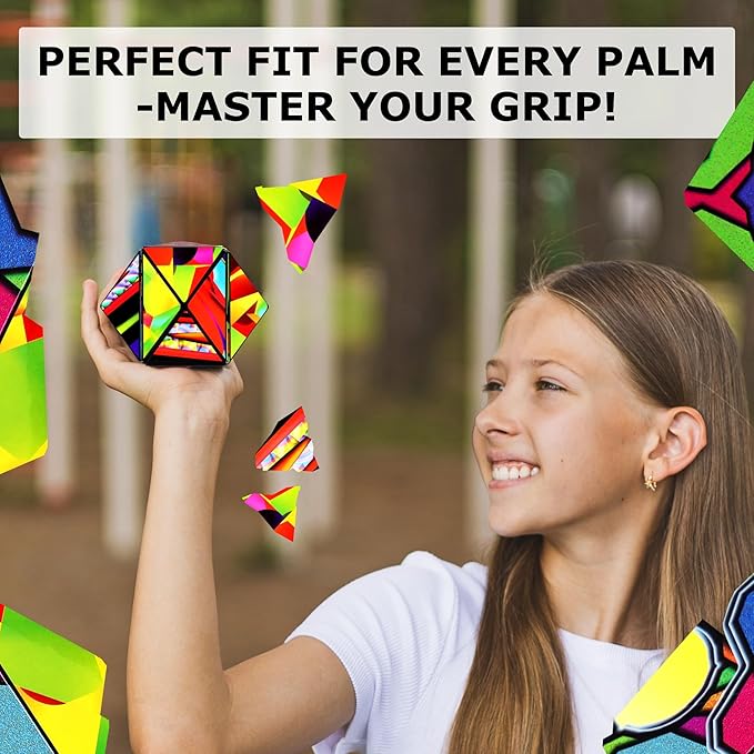 SHASHIBO Shape Shifting Box - Award-Winning Fidget Toy w/ 36 Rare Earth Magnets - Fidget Cube Transforms Into Over 70 Shapes, Sensory Toy Gift for Kids, Teens, and Adults (Stained Glass)