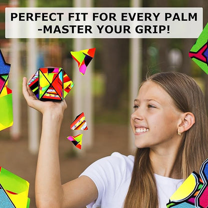 SHASHIBO Shape Shifting Box - Award-Winning Fidget Toy w/ 36 Rare Earth Magnets - Fidget Cube Transforms Into Over 70 Shapes, Sensory Toy Gift for Kids, Teens, and Adults (Stained Glass)