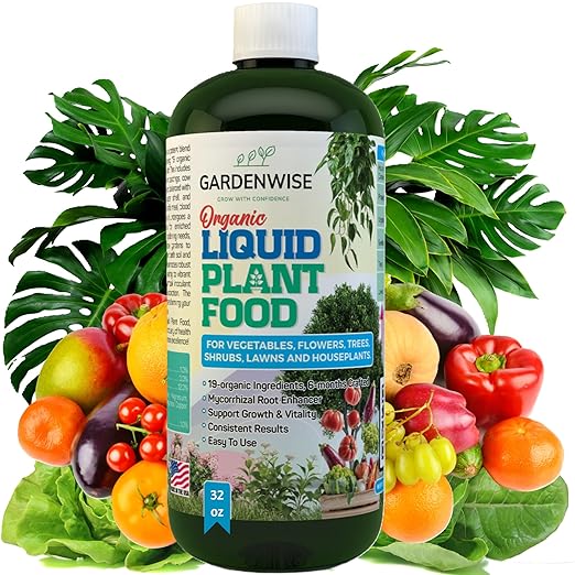 Organic Liquid Plant Food for Indoor Houseplants – All Purpose Fertilizer for Potted Plants, Vegetables, Succulents, Orchids, Roses – Miracle Growth with Mycorrhizae (32 oz)