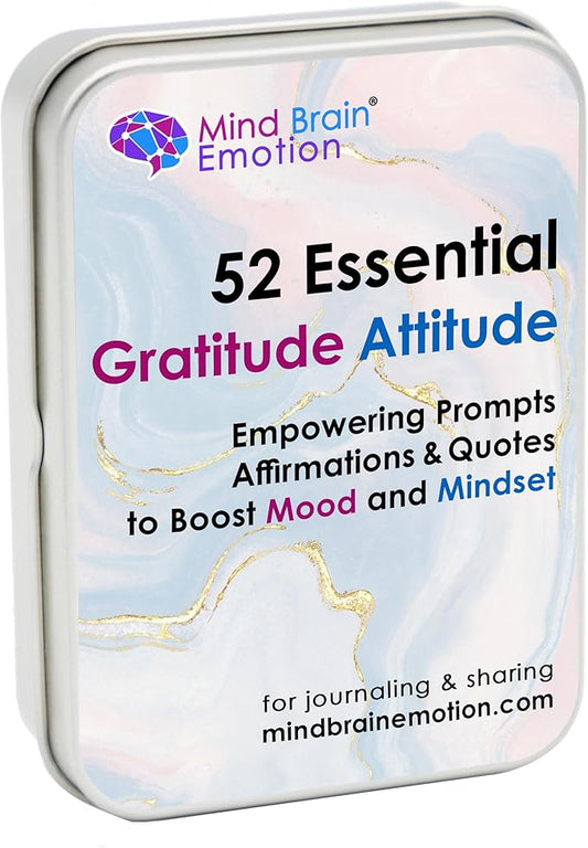 Mind Brain Emotion 52 Essential Gratitude Attitude: Journal & Conversation Cards to Boost Mood & Mindset - Empowering Prompts, Self-Help Affirmations, and Insightful Quotes - for Kids & Adults