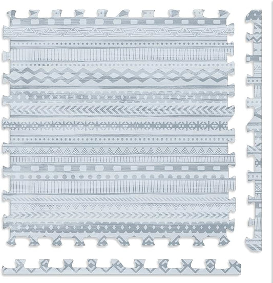 Play Platoon Non-Toxic Large Kids Play Mats for Floor, 9 Tile 72 x 72 inch - Extra-Thick Foam Tiles, 24 x 24 inch Puzzle Mat Pieces, Neutral Playmat Rug for Toddler & Childrens Playroom - Acadia Print