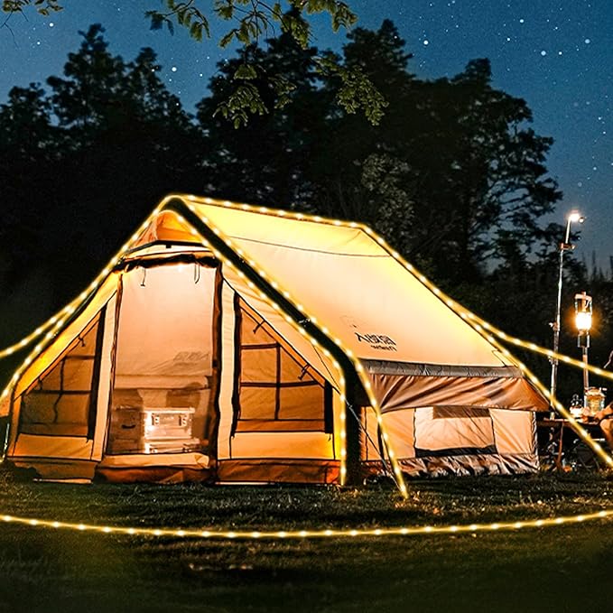 184FT 1000LED Rope Lights Outdoor, Outside LED Rope Lights Plug in String Lights Waterproof 8 Modes Clear Tube Lights for RV Camping Pool Patio Garden Christmas Tree Holiday Decoration(Warm White)