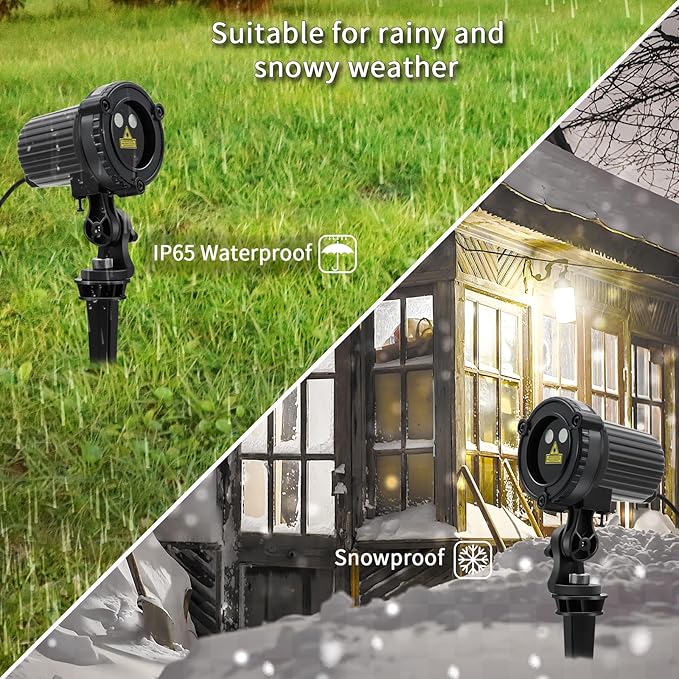 Christmas Laser Lights Outdoor,Red and Green Moving Outdoor Laser Light, Waterproof Garden House Decoration Laser Christmas Lights