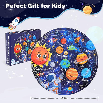 Civaner 70 Pieces Floor Puzzles for Kids Large Puzzles for Kids Ages 3 4 5 6 7 8 Jigsaw Puzzle Educational Puzzle Toy Gifts for Toddlers Boys Girls Baby Shower Birthday(Solar System)