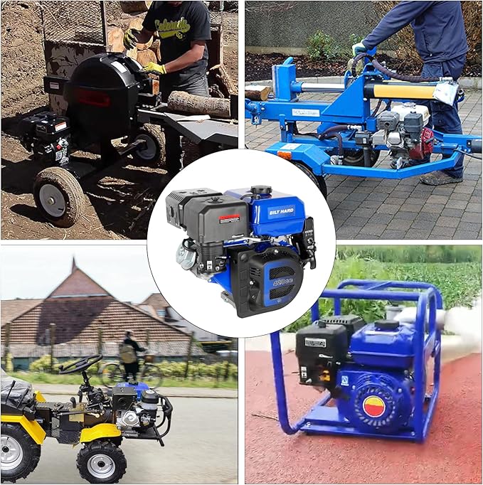 BILT HARD 420cc 15HP Gas Engine with Electric Start, Horizontal Shaft 4 Stroke OHV Gas Motor, Gas Powered Multi-Use Engine