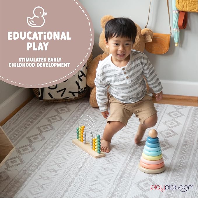 Play Platoon Large Baby Play Mat for Floor 9 Tile 72 x 72 in - Extra-Thick Interlocking Foam Tiles 24 x 24 in - Soft Puzzle Mats for Playroom - Neutral Playmat Rug - Canyon Print