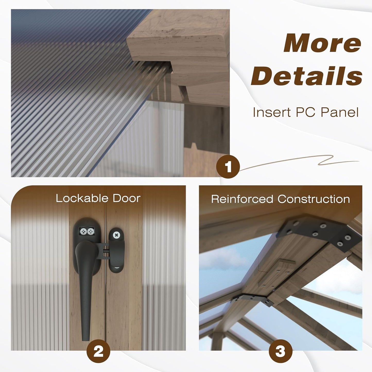 BlueWish 6x10FT Greenhouse, Greenhouses for Outside with Cedar Frame, Wood Greenhouse with Adjustable Vent, 6MM Polycarbonate Panel, Green House for Outside, Garden, Backyard