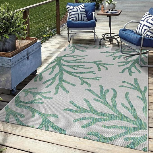 Keen Home Design Terrace Outdoor Area Rug - 6x9 Washable Indoor/Outdoor Rug for Patio, Kitchen, Balcony, Beach, Garden, Deck and Porch, Size: 6'x8'10"