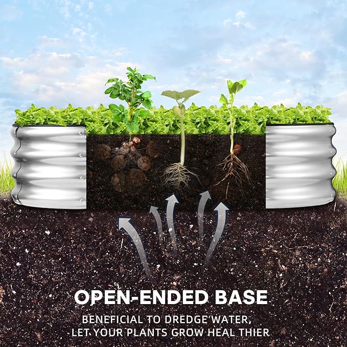 JERIA Raised Garden Bed,Galvanized Raised 2 Pcs 4×2×1ft Planter Boxes Outdoor with Easy Assembly, Large Garden Bed for Vegetables, Fruits, Flower