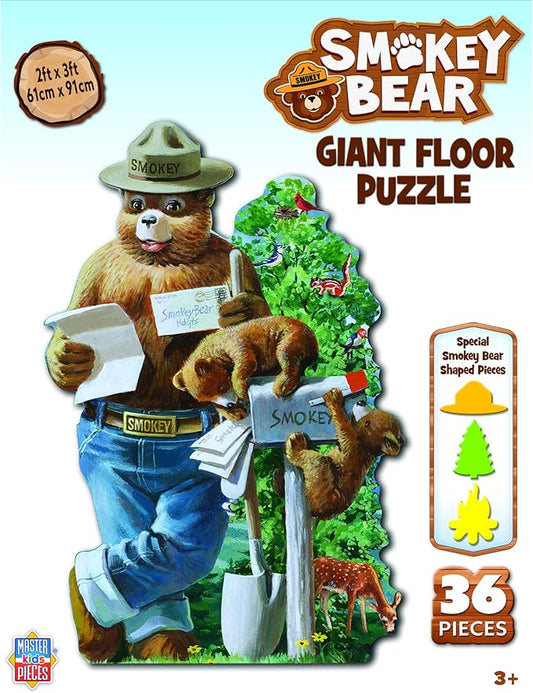 Baby Fanatics MasterPieces Floor Puzzle - Jumbo Size 36 Piece Jigsaw Puzzle for Kids - Smokey Bear Shaped - 3ftx2ft
