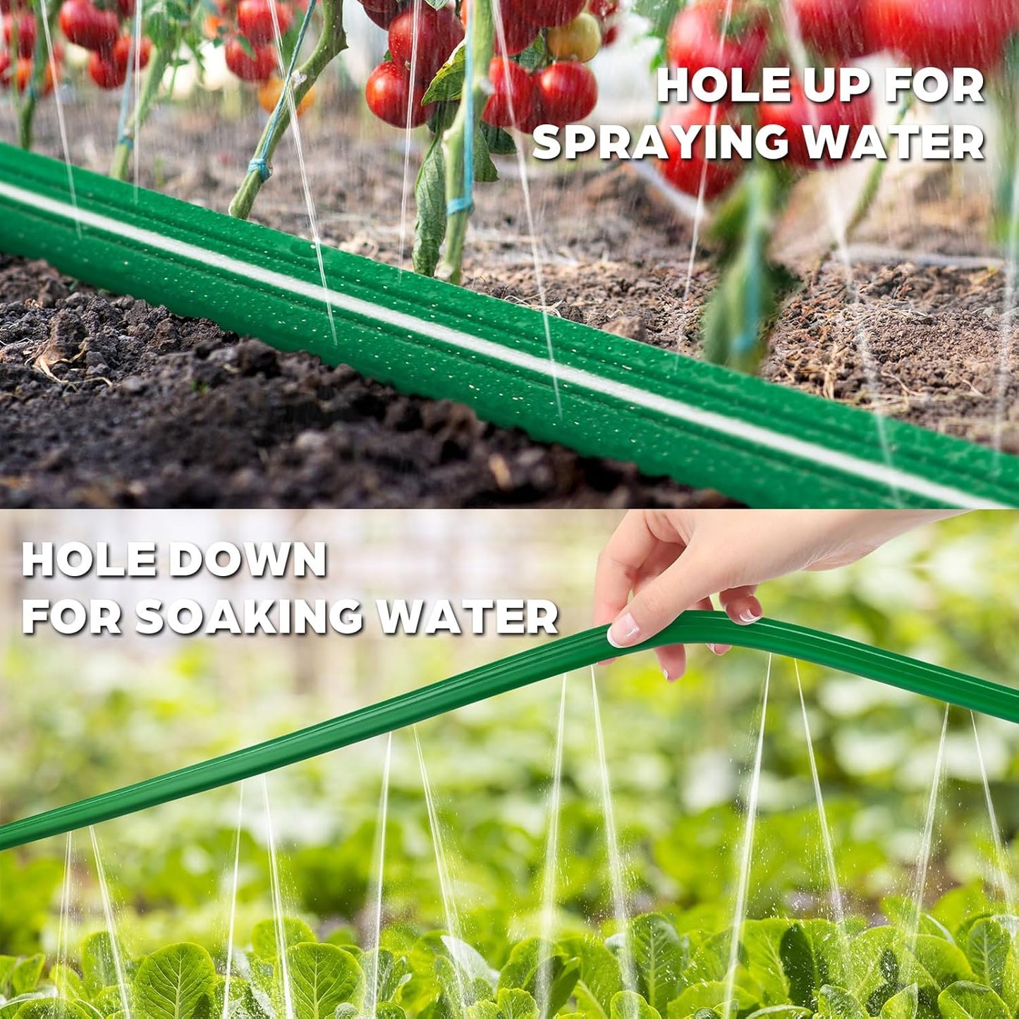 Jin&Bao Sprinkler Hose with Holes 15FT, Heavy Duty Watering Garden Hose, High-Efficiency Sprinklers System for Lawn and Garden with Staples