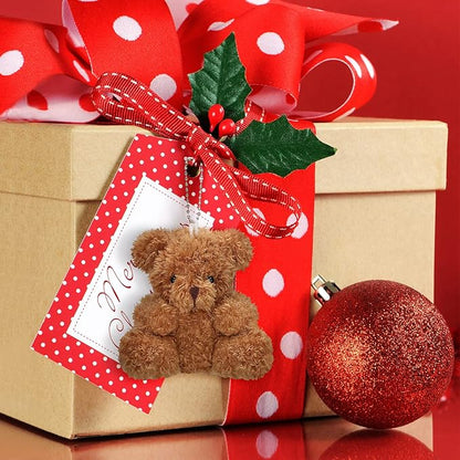 6 Pieces Mini Bear Plush Stuffed 4 Inch Small Bear Bulk Animal Toys for Baby Shower Party Favors Tiny Soft Doll Gifts for Graduation Keychain Bag Charm Supplies(Brown)