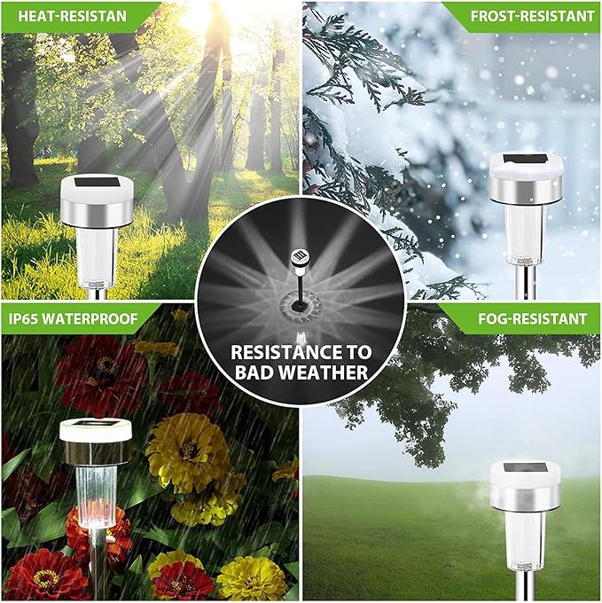 TWINSLUXES 16 Pack Solar Pathway Lights Outdoor Dual Light Source LED Solar Waterproof Pathway Lights for Garden Patio and Walkway Decoration Cool White