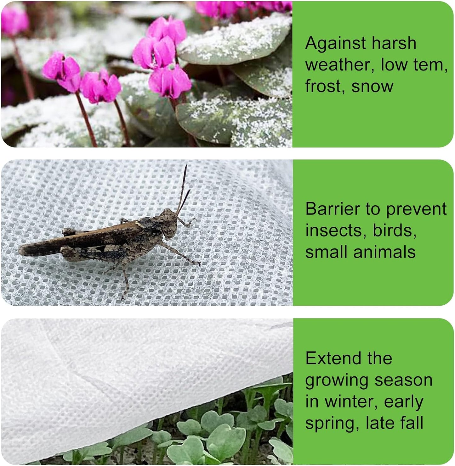 YFFSIDMY Plant Covers Freeze Protection, 6.5'x16' Frost Blankets for Outdoor Plants, Winter Tree Frost Cloth Plant Freeze Protection, Garden Heat Protection Floating Row Cover, White